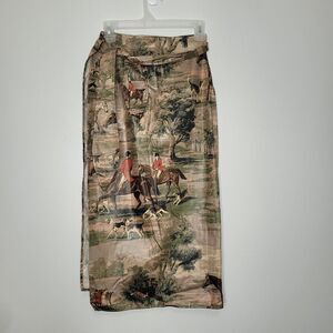 Vintage equestrian horse landscape art to wear western tie wrap skirt size 10